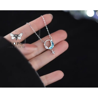 Dây chuyền bạc LoPa dáng blue moon nhẹ nhàng xinh xắn đáng yêu bóng mượt