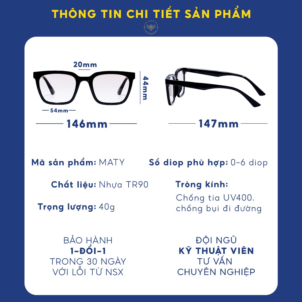 Ảnh Kính mát nam nữ LILYEYEWEAR mắt vuông chống UV400 nhựa cao cấp thời trang BST Hè Ma23ty 4