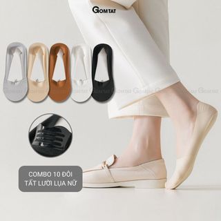 Combo 10 đôi tất lười nữ đi giày búp bê GOMTAT, chất liệu lụa cotton mềm mát, thấm hút thoáng khí - UYE-7002-CB10