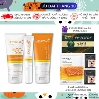 Combo ngừa mụn sáng da Decumar (Gel mụn thâm 20gr +Gel rửa mặt sáng da 50gr +Kem chống nắng sáng da 50gr)