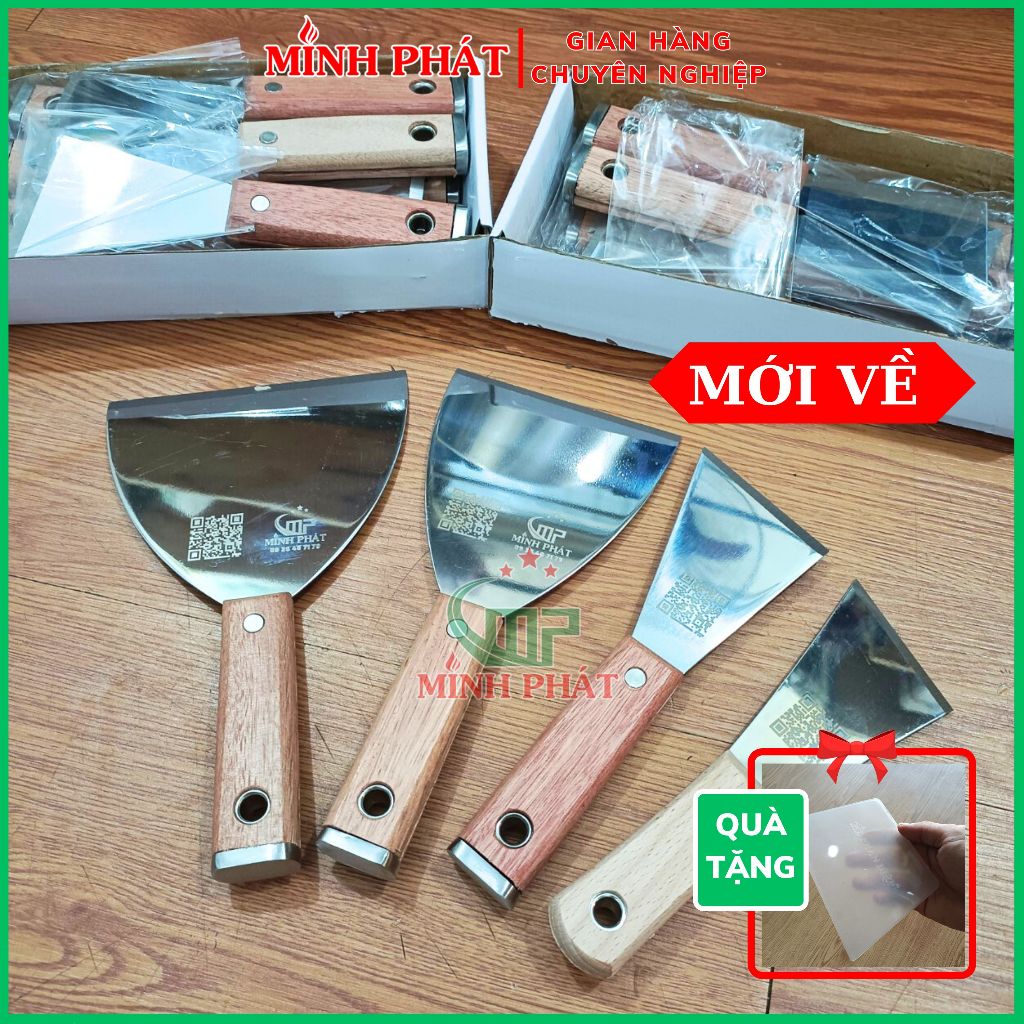 Cây Sủi Cạo Sơn Tường Inox 201 Cán Gỗ Cao Cấp Minh Phát 6.5cm 10cm 12 ...