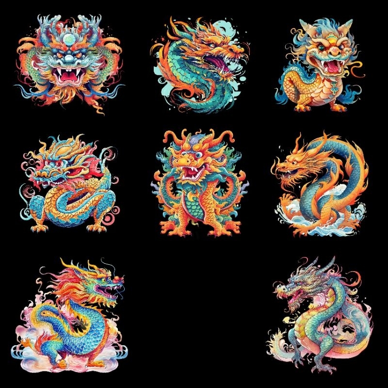 Hình ủi ép nhiệt, in áo. Mẫu Rồng R4 in yếm, áo dài, áo thun, trang ...