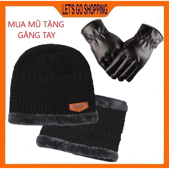 ( TẶNG 1 ĐÔI GĂNG TAY DA ) Mũ len kèm khăn lót nỉ siêu ấm, mũ len nam, mũ len nữ, mũ len đẹp, mũ len nữ hàn quốc, mũ len