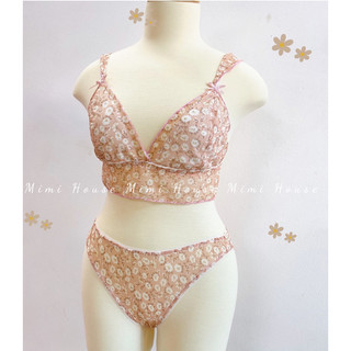 [New arrival] Set đồ lót lưới mềm sexy tone hồng - handmade MimiHouse