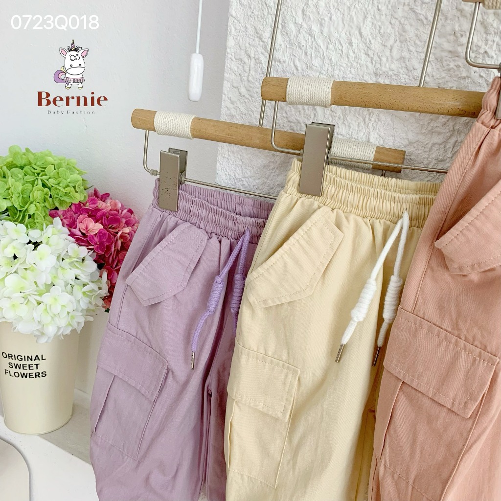 Quần jogger kaki túi hộp cá tính bé gái, quần kaki ống rộng sành điệu cho bé Bernie