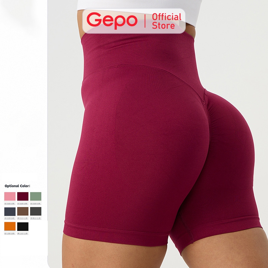 Ảnh Quần short đùi nữ tập gym yoga zumba chất liệu dệt kim cạp cao nâng mông tôn dáng GEPO GP111 1