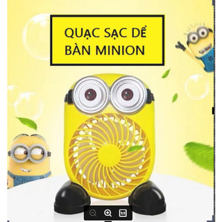 Quạt Sạc để bàn  Hình Minion CYX-8736 xài 2 chế độ - quat sac dien - quạt mini