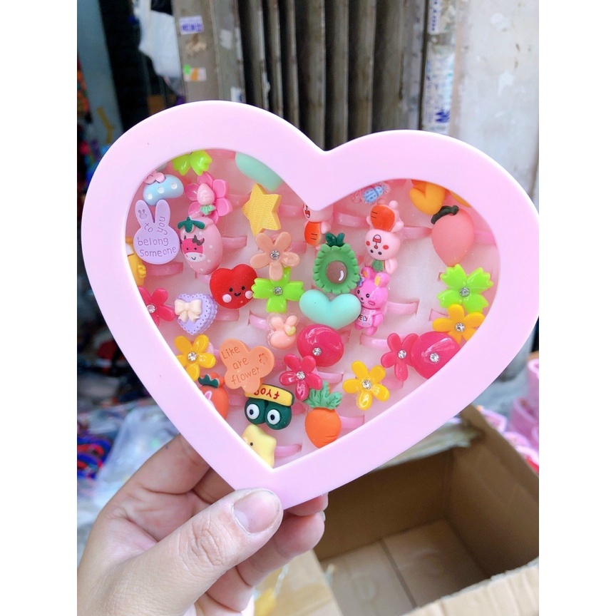 Hộp nhẫn trái tim- 40 cái cho bé gái siêu cute