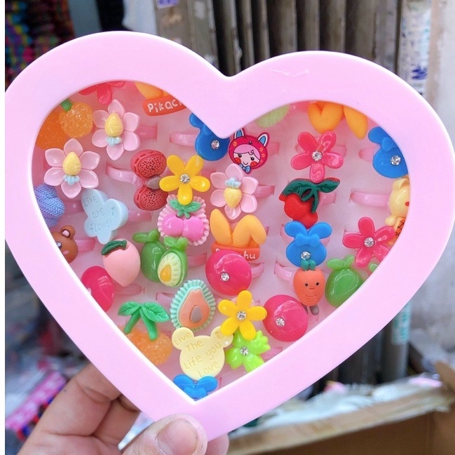 Hộp nhẫn trái tim- 40 cái cho bé gái siêu cute
