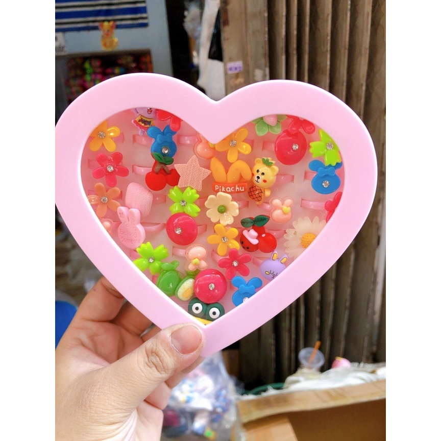 Hộp nhẫn trái tim- 40 cái cho bé gái siêu cute