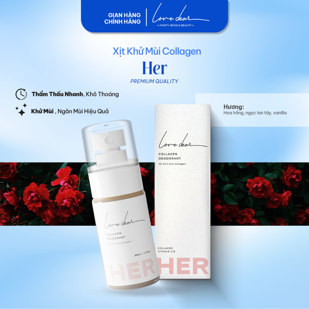 Ảnh Xịt Thơm Khử Mùi HER Hương Nước Hoa Body Mist LoveDear Thơm Lâu Unisex - Có Collagen Và Vitamin C E với Nhiều Mùi 50ml 1