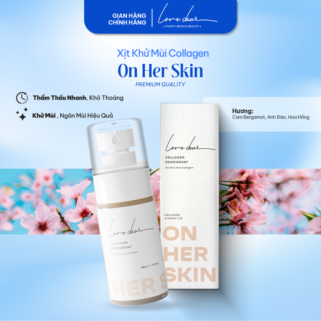 Ảnh Xịt Thơm Khử Mùi ON HER SKIN Hương Nước Hoa Body Mist LoveDear Thơm Lâu Unisex - Có Collagen Và Vitamin C E  50ml 1