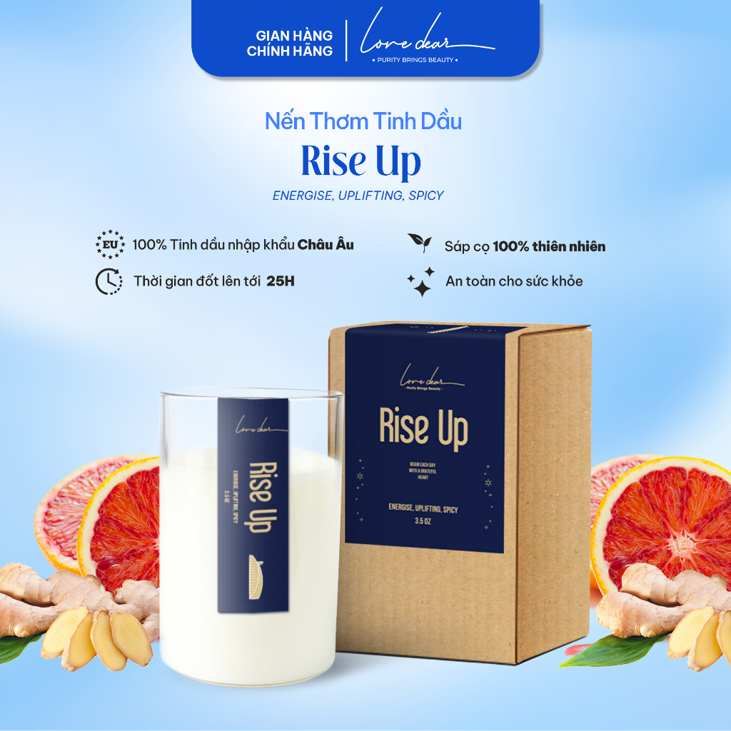 Ảnh Nến Thơm Phòng Cao Cấp LoveDear Rise Up Từ Tinh Dầu Thiên Nhiên và Sáp Cọ - Trang Trí Decor 100g & 200g 1