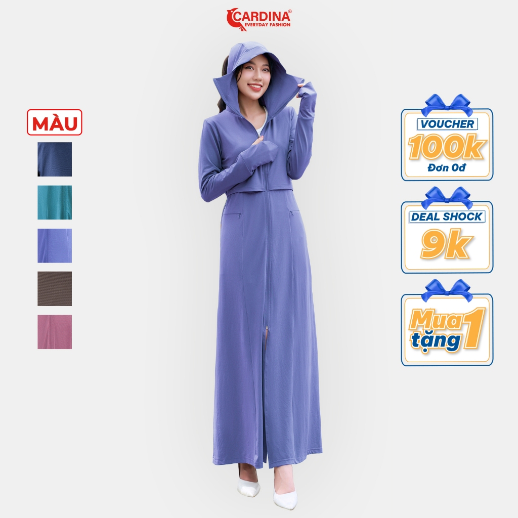 Áo Choàng Chống Nắng Nữ CARDINA 2 Tầng Chất Liệu Aircool Nhật Cao Cấp Chống Tia UV 3BC01