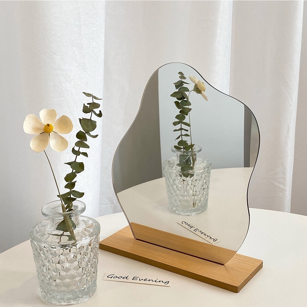 Gương trang điểm để bàn, gương mini, gương hình gấu cute kích thước 20x18cm