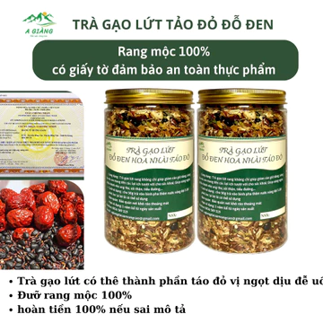 Trà gạo lứt táo đỏ đỗ đen hoa nhài cỏ ngọt, trà gạo lứt đỗ đen táo đó hộp
