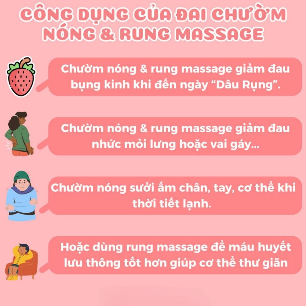 Máy Chườm Ấm Bụng, Đai Chườm Nóng, Massage Giảm Đau Bụng, Đau Lưng Khi Đến Kỳ Kinh Nguyệt Cho Bạn Gái