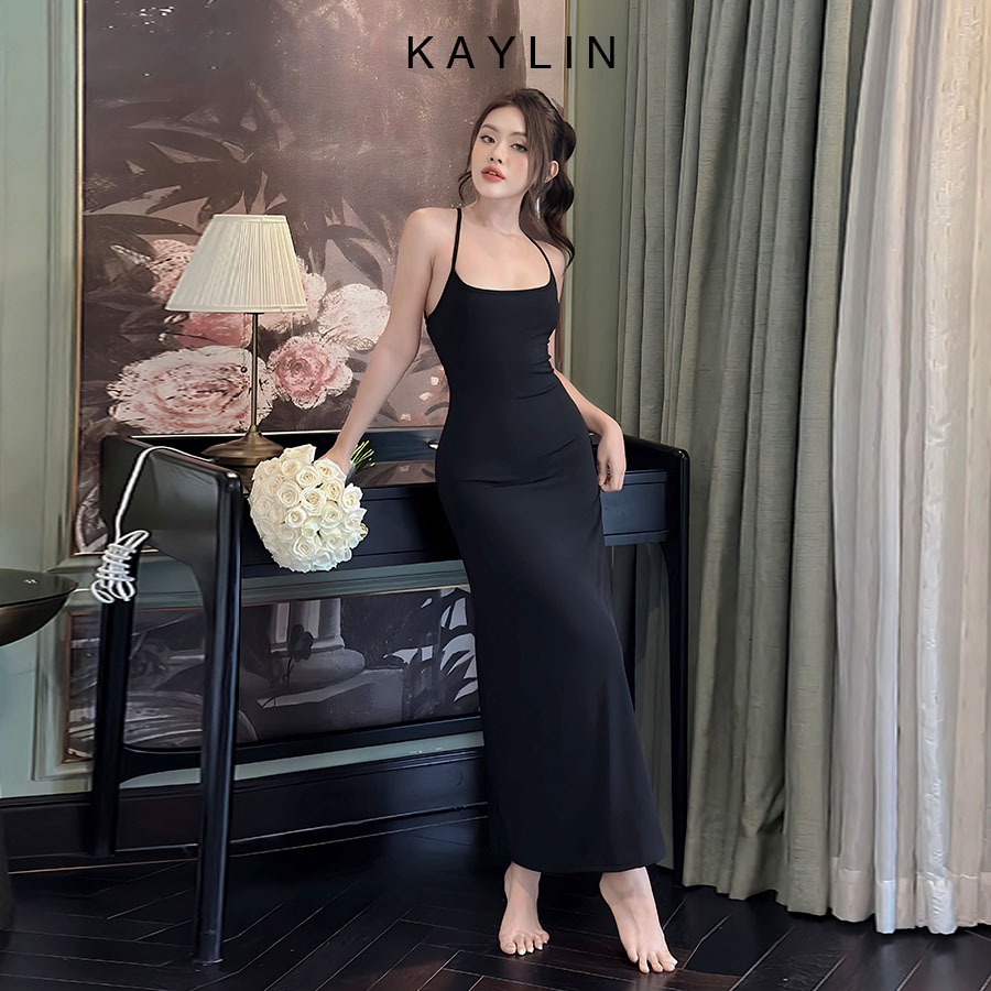 Đầm maxi ôm body cách điệu dây đan lưng chất thun co giản thoáng mát phong cách sang trọng KAYLIN – N2131 spe