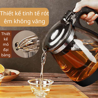 Bình pha trà thuỷ tinh có lõi lọc dung tích 1400ml , bình nước thủy tinh có lõi lọc trà inox nắp đậy và quai cầm chống n