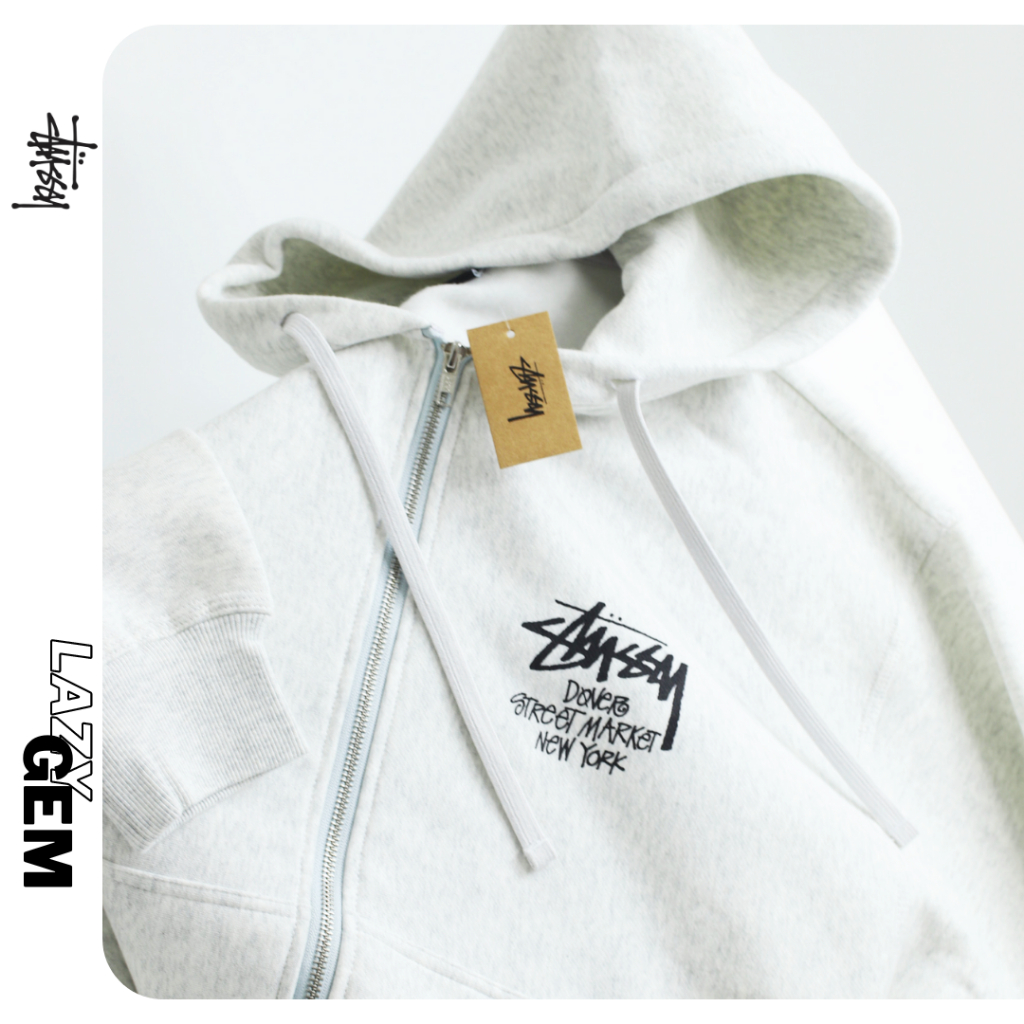 STUSSY STOCK DSM NEW YORK ZIP HOODIE (STORM)<BR>ステューシー