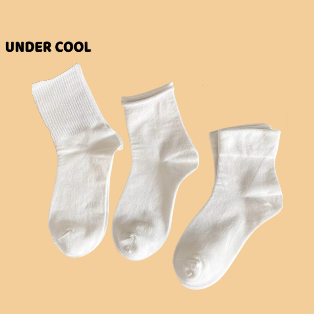 Set 5 Đôi Tất Nữ UNDERCOOL Dệt Kim Hoạ Tiết Gân Vintage Cổ Bèo TC16