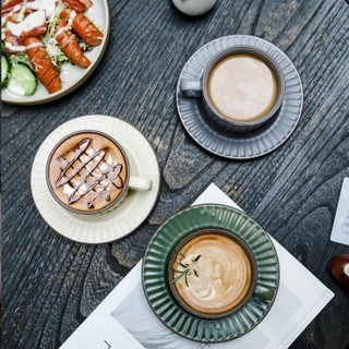 Ly gốm 250ml phong cách cổ điển,tách sứ phù hợp uống latte, trà, capuchino và các loại đồ uống nóng