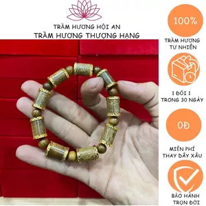 Vòng tay bằng trầm hương tốc đủ cỡ bọc và:ng non-giành cho Nam-Tài lộc-Bình an và may mắn-Trầm Hương Hội an
