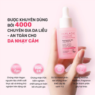 Tinh Chất Derladie Niacinamide 20% Laboratoire Ampoule Serum Giảm mụn, mờ thâm, se lỗ chân lông 30ml