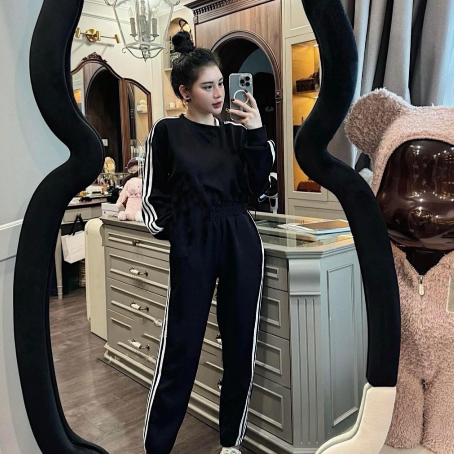 Sét Bộ Nữ Thể Thao Bộ áo Crotop 3 SỌC Phối Chân Váy sọc ( có túi xẻ sau , áo dây rút bên trong sườn) chất UMI by- MS02