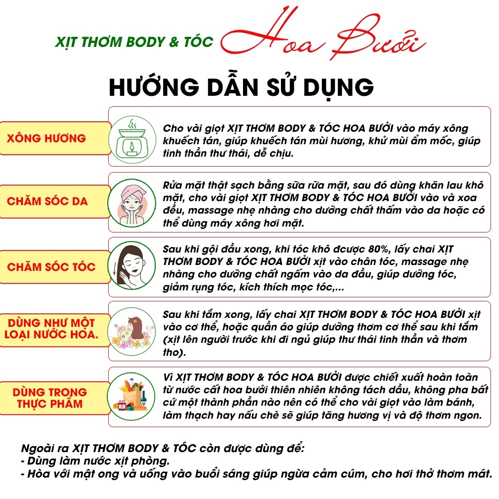 Ảnh Xịt Thơm Body & Tóc Hoa Bưởi TAMAS, chiết xuất từ thiên nhiên, an toàn lành tính, thơm như nước hoa, đẹp da, khỏe tóc. 3