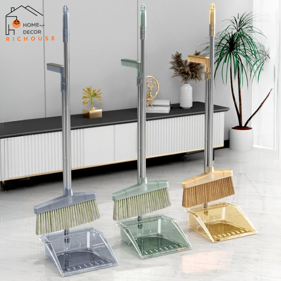 Bộ chổi quét nhà kèm hót rác 2 trong 1 chất liệu ABS bền đẹp chống mài mòn có răng gỡ rối