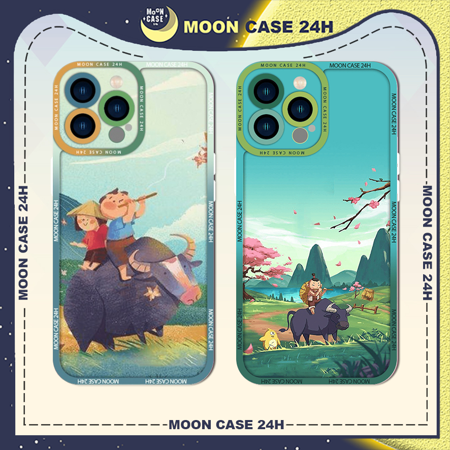 Ốp lưng iphone MOON CASE 24H Hình Cưỡi Trâu Ngoài Đồng ip 8/x/xs/xsmax ...