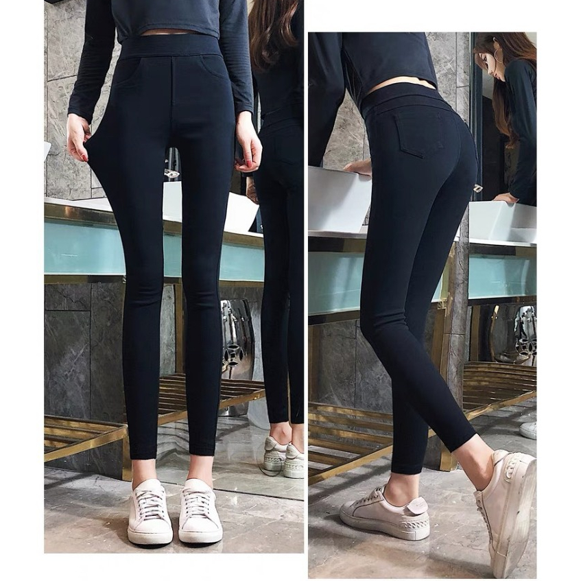 Ảnh Quần legging nữ cạp cao có túi chất liệu umi co giãn 4 chiều - Loza LQ103200 3
