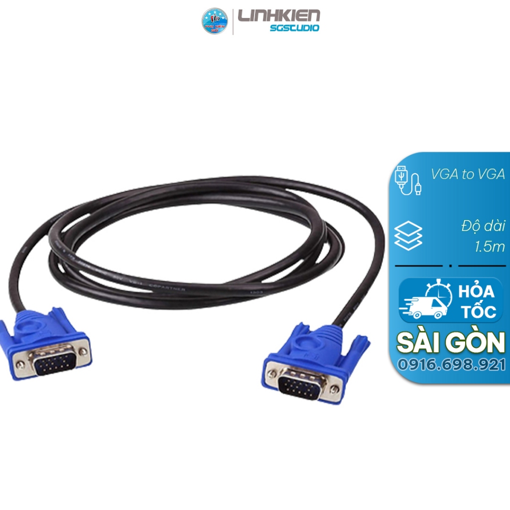 Dây Cáp VGA 3+2 Dài 1.5M/3M Đen VGA to VGA Kết Nối 2 Đầu Đực Dây Nối ...