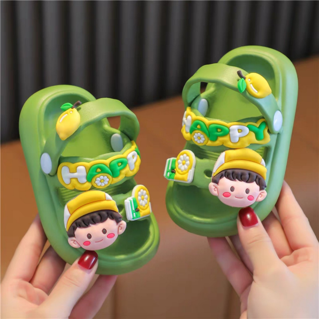 Dép bánh mì 2 quai cho bé trai tặng kèm hình dễ thương, hàng cao cấp siêu mềm gấu bear