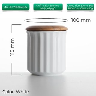 [ORIGAMI JAPAN]  Hũ lọ sứ nắp gỗ Origami đựng cà phê trà 370ml