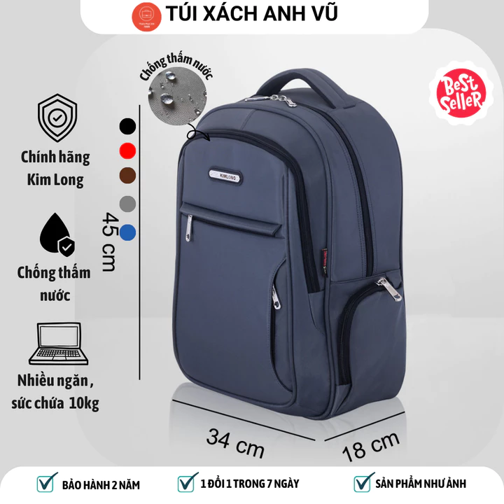Balo Laptop,Balo Công Sở đi làm Hãng Kim Long KL037, Balo Du Lịch,chống thấm nước ,ngăn rộng đựng laptop 17 inch cao cấp