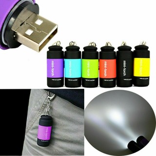 Đèn pin sạc usb  kiêm móc khóa mini torch chông nước  loại tốt  nhiều màu lựa chọn