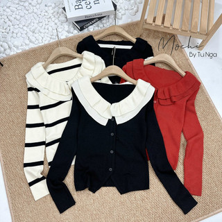 Áo len cổ kẹp bèo dài tay thu đông, chất len dày dặn xịn 125