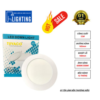 Đèn LED Âm Trần Siêu Mỏng Tuvaco 6W 9W 12W 18W | Đèn Âm Trần Ánh Sáng Trắng & Vàng, Tiết Kiệm Điện, BH 1 Năm
