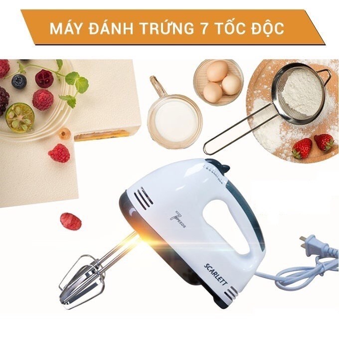 Máy Đánh Trứng Cầm Tay 7 Tốc Độ - SCARLETT Công suất 260W Cực kỳ tiện Lợi _Máy Đánh Trứng Cầm Tay
