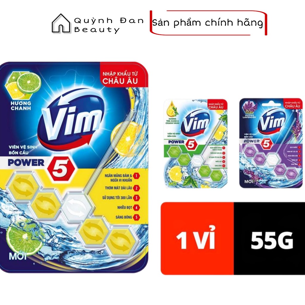 Viên Vim Treo Vệ Sinh Bồn Cầu Vim Power 5 | Sạch Thơm Đến 300 Lần Xả (50g-55g/viên)