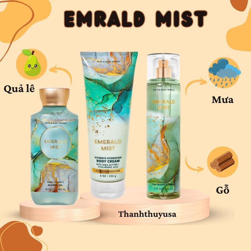 [ Emerald Mist ] Bộ Sản Phẩm Sữa Tắm - Lotion - Xịt Thơm Body Mist Toàn ...