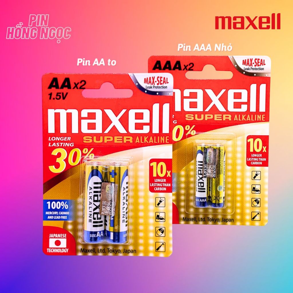 Vỉ 2 Viên Pin AA , Pin AAA 1,5V MAXELL SUPER ALKALINE Siêu Bền - Hàng ...