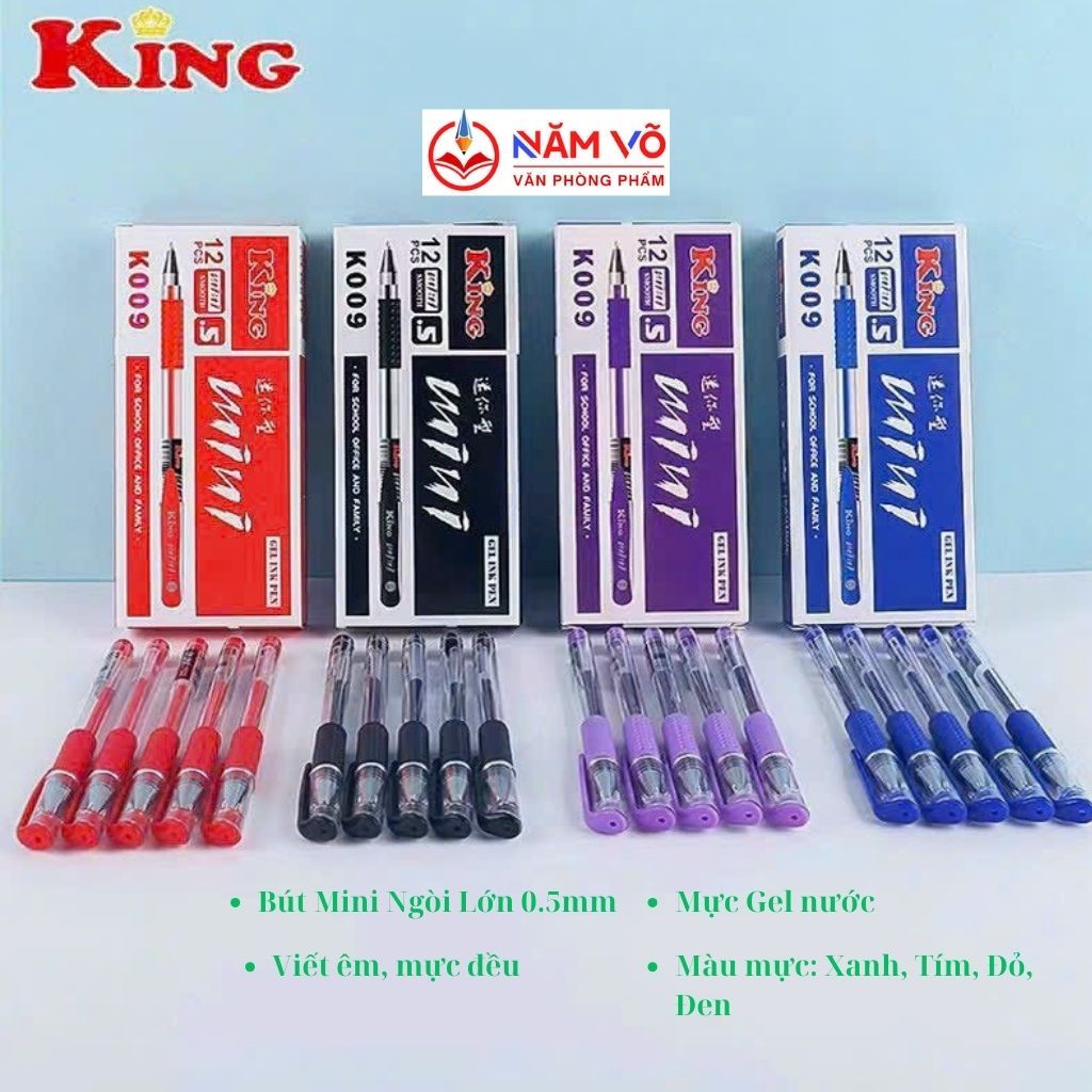 HỘP 12 Cây Bút Viết Gel Mực Nước Mini Vân Sơn VS Mini King K009 / K 009 ...