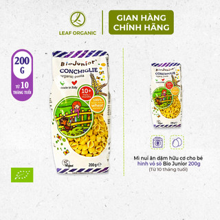 Mì nui ăn dặm hữu cơ cho bé hình vỏ sò Bio Junior 200g (Từ 10 tháng tuổi)