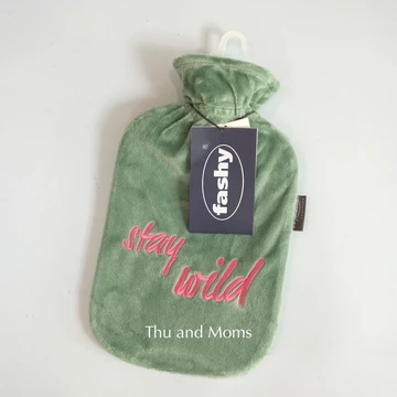 Túi chườm Fashy nhập khẩu Đức size 2L bọc nhung thêu màu xanh lá - túi chườm nóng lạnh - túi chườm bụng kinh