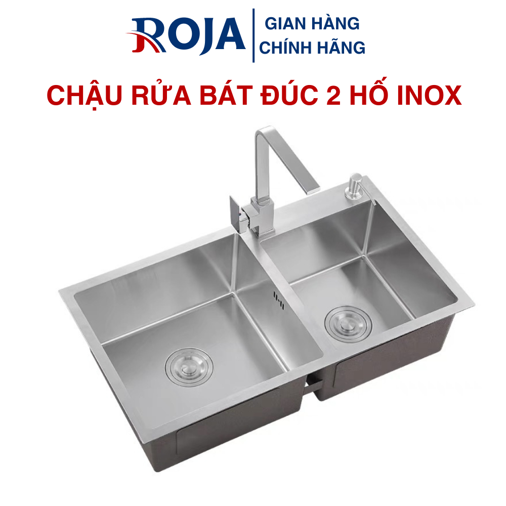 Chậu Rửa Chén Bát Đúc 2 Hố Inox Korea Bồn Rửa Chén Cân Lệch 2 Hộc ROJA ...
