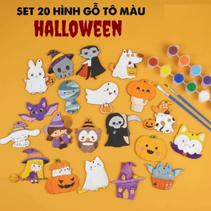 SET 100 Hình Gỗ Tô Màu Trang Trí Halloween - Quà Tặng Halloween - Chọn Radom Ngẫu Nhiên