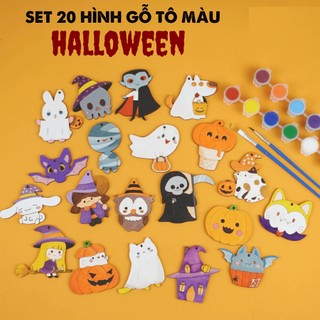 [Sỉ_1.5k/c] SET 100 Hình Gỗ Tô Màu Trang Trí Halloween - Quà Tặng Halloween - Chọn Radom Ngẫu Nhiên